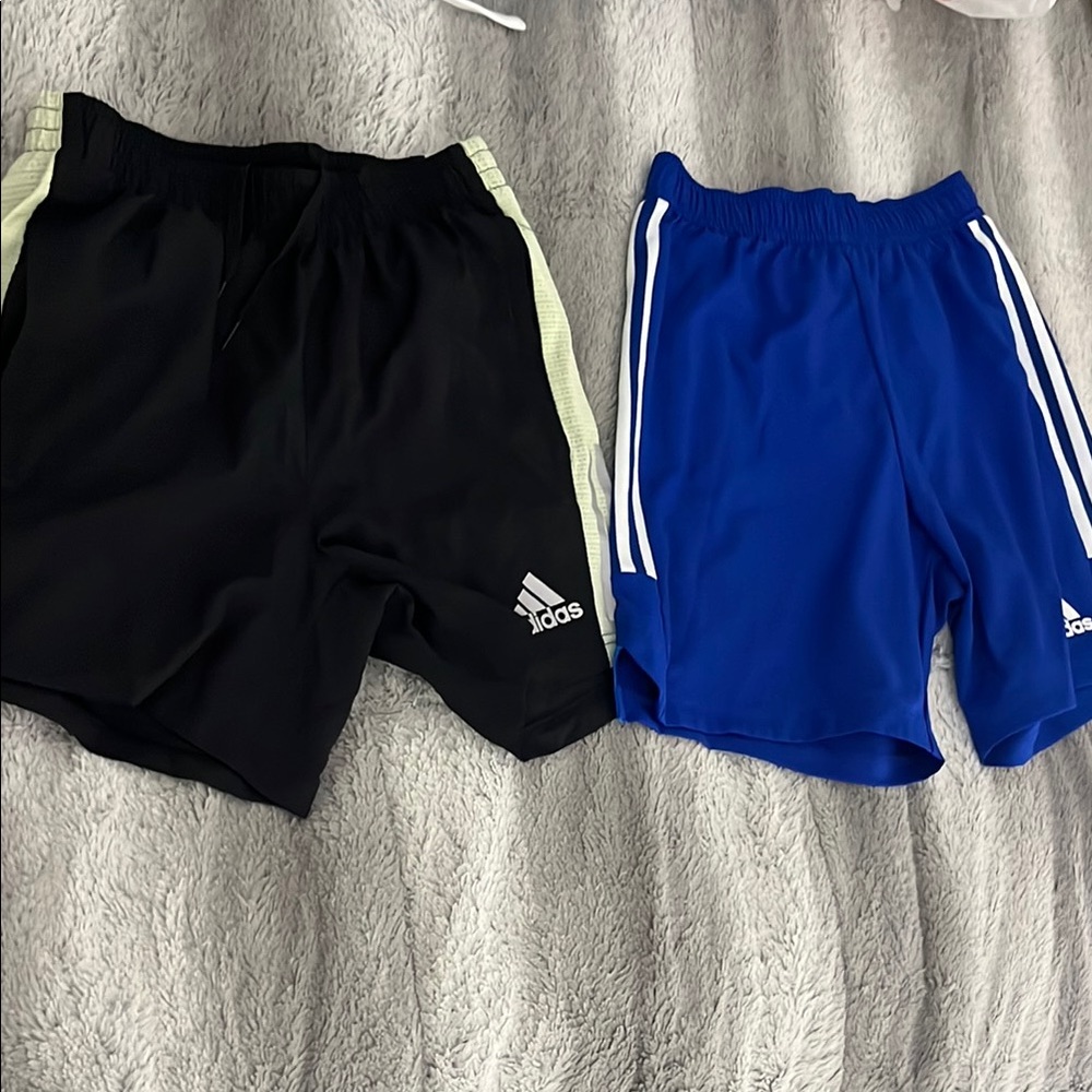 WORN ONCE Men’s SET of Adidas Black and Blue Athletic Shorts Small